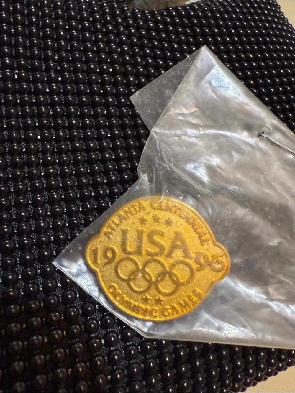 Gold USA 1996 Olympic Games Medallion Coin Accent for Men’s Bag